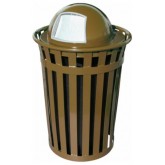 WITT Oakley Collection Outdoor Waste Receptacle with Dome Top - 36 Gallon, Brown